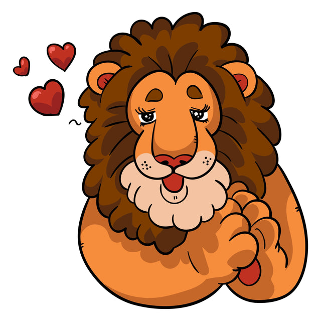 Cute cartoon lion puckering up for a kiss. Vector illustration of an animal on a white background. SVG naemmiah021 
