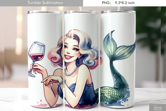 Cute cartoon mermaid. Kids tumbler design Sublimation Kseniia designer 