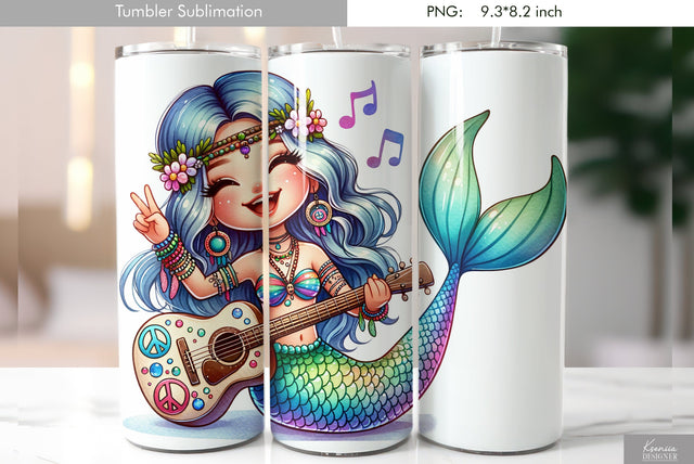 Cute cartoon mermaid. Kids tumbler design Sublimation Kseniia designer 