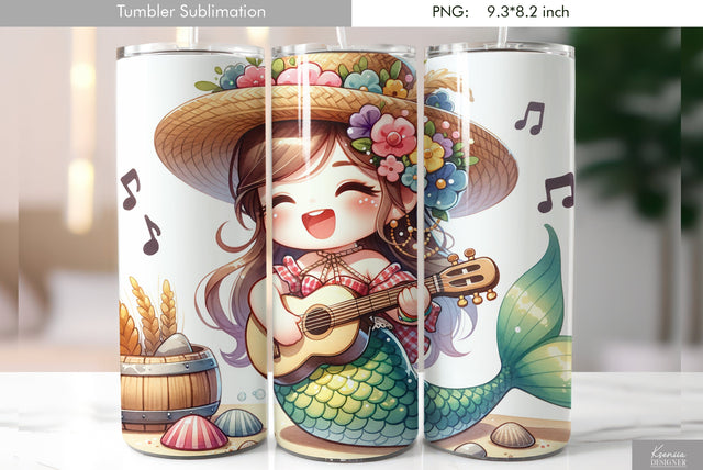 Cute cartoon mermaid. Kids tumbler design Sublimation Kseniia designer 