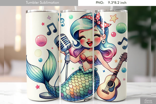 Cute cartoon mermaid. Kids tumbler design Sublimation Kseniia designer 