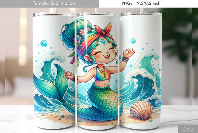 Cute cartoon mermaid. Kids tumbler design Sublimation Kseniia designer 