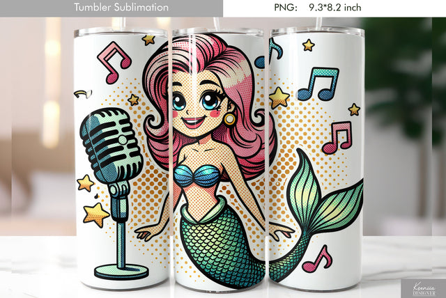 Cute cartoon mermaid. Kids tumbler design Sublimation Kseniia designer 