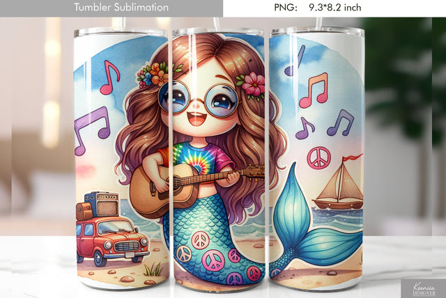 Cute cartoon mermaid. Kids tumbler design Sublimation Kseniia designer 
