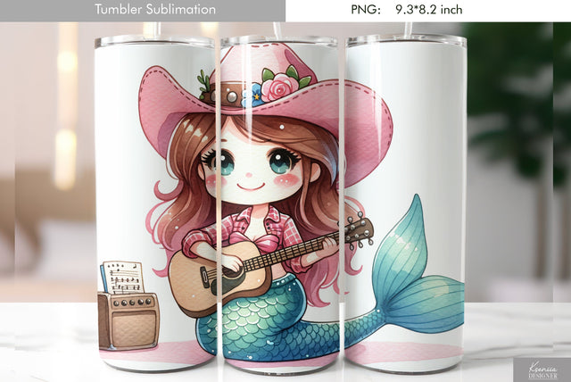 Cute cartoon mermaid. Kids tumbler design Sublimation Kseniia designer 