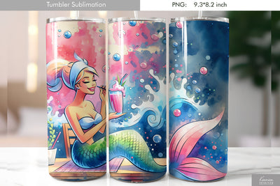 Cute cartoon mermaid. Kids tumbler design Sublimation Kseniia designer 