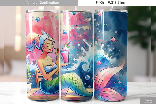 Cute cartoon mermaid. Kids tumbler design Sublimation Kseniia designer 