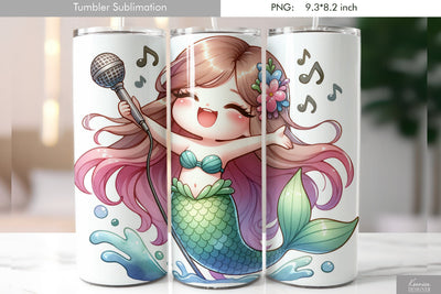 Cute cartoon mermaid. Kids tumbler design Sublimation Kseniia designer 