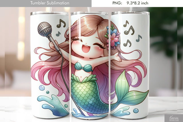 Cute cartoon mermaid. Kids tumbler design Sublimation Kseniia designer 