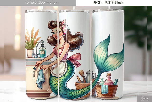 Cute cartoon mermaid. Kids tumbler design Sublimation Kseniia designer 