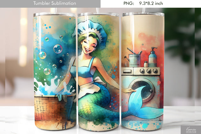 Cute cartoon mermaid. Kids tumbler design Sublimation Kseniia designer 