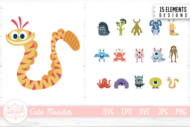 Cute Cartoon Monsters Clipart Bundle SVG dapiyupi store 