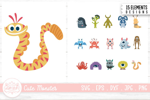 Cute Cartoon Monsters Clipart Bundle SVG dapiyupi store 