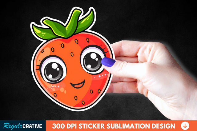 Cute Cartoon Orange Strawberry Sticker Clipart Sublimation Regulrcrative 