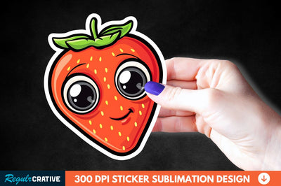 Cute Cartoon Orange Strawberry Sticker Clipart Sublimation Regulrcrative 