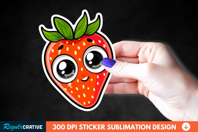 Cute Cartoon Orange Strawberry Sticker Clipart Sublimation Regulrcrative 
