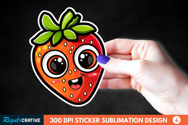 Cute Cartoon Orange Strawberry Sticker Clipart Sublimation Regulrcrative 
