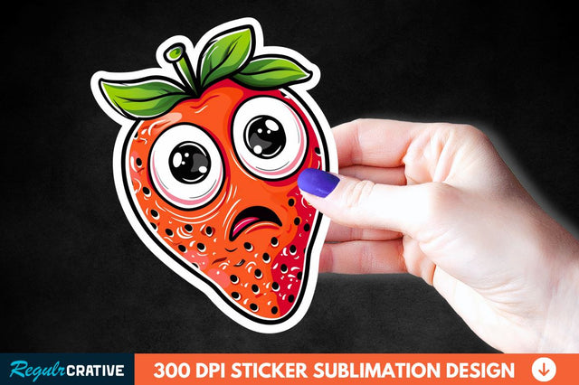 Cute Cartoon Orange Strawberry Sticker Clipart Sublimation Regulrcrative 