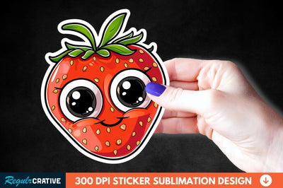 Cute Cartoon Orange Strawberry Sticker Clipart Sublimation Regulrcrative 