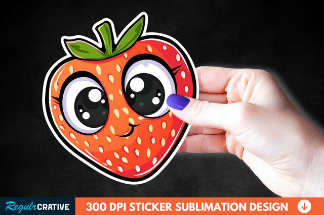 Cute Cartoon Orange Strawberry Sticker Clipart Sublimation Regulrcrative 