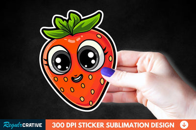 Cute Cartoon Orange Strawberry Sticker Clipart Sublimation Regulrcrative 