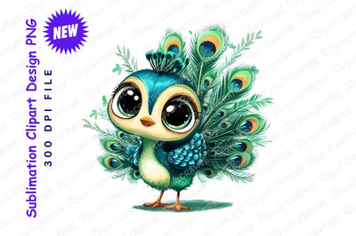 Cute cartoon peacock clipart png Sublimation Regulrcrative 