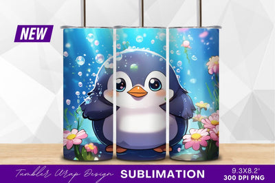 Cute cartoon penguin in underwater scene Sublimation Regulrcrative 