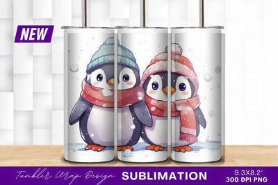 Cute Cartoon Penguins With Scarves And Hats Sublimation Regulrcrative 
