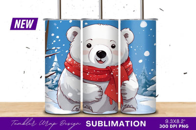Cute Cartoon Polar Bear Winter Scenery Sublimation Regulrcrative 