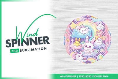 Cute Cartoon Rabbits on Clouds with Rainbow and Stars Illustration Sublimation Regulrcrative 