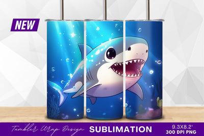 Cute cartoon shark swimming underwater illustration Sublimation Regulrcrative 