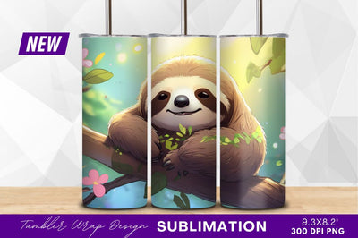 Cute cartoon sloth resting on a branch Sublimation Regulrcrative 