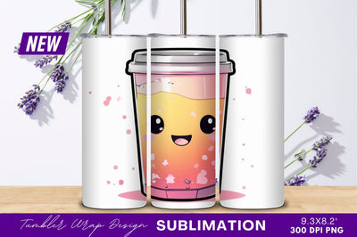 Cute cartoon smoothie tumbler png illustration Sublimation Regulrcrative 