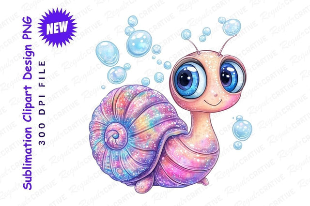Cute Cartoon Snail With Bubbles Clipart Png Sublimation Regulrcrative 