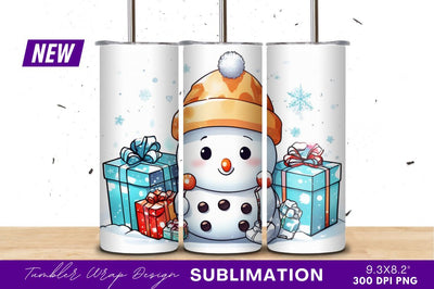 Cute Cartoon Snowman With Christmas Presents Sublimation Regulrcrative 