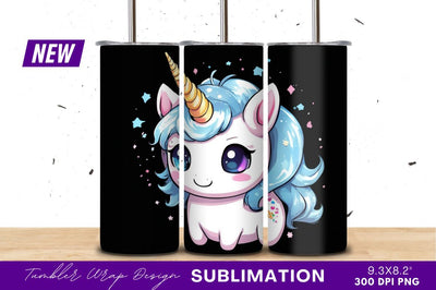 Cute Cartoon Unicorn Character Illustration Tumbler Png Sublimation Regulrcrative 