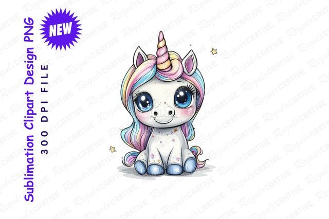 Cute Cartoon Unicorn Character Vector Clipart Png Sublimation Regulrcrative 