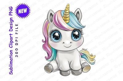 Cute Cartoon Unicorn Clipart Png Illustration Sublimation Regulrcrative 