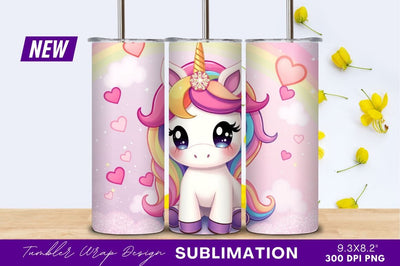 Cute Cartoon Unicorn With Rainbow Mane Illustration Sublimation Regulrcrative 
