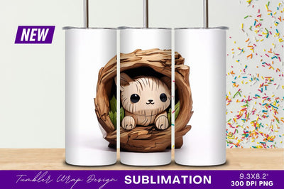 Cute carved animal in tree tumbler png Sublimation Regulrcrative 