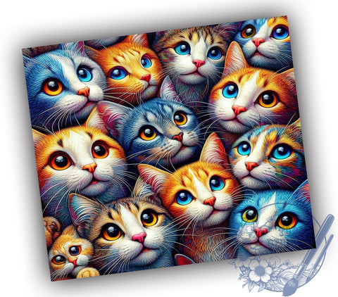 Cute Cat 20oz Skinny Tumbler, Cat Lovers Tumbler Png, Straight & Tapered Tumbler Wrap, Instant Digital Download Sublimation ToriDesigns 