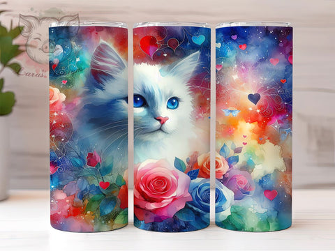Cute Cat 20oz Tumbler Png, Straight & Tapered Tumbler Png, Cat Lovers Tumbler Png, Digital Download PNG Sublimation Lara' s Designs 