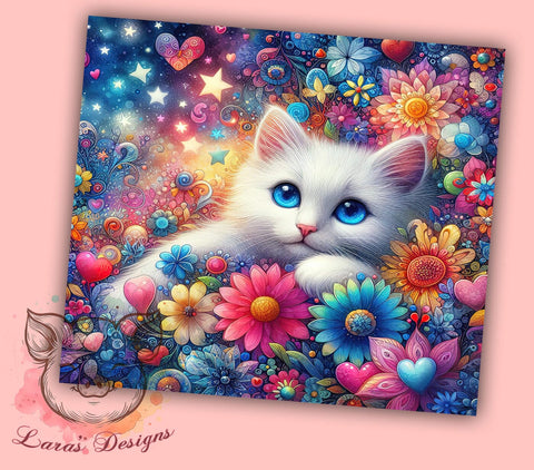 Cute Cat 20oz Tumbler Png, Straight & Tapered Tumbler Png, Cat Lovers Tumbler Png, Digital Download PNG Sublimation Lara' s Designs 