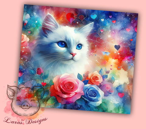 Cute Cat 20oz Tumbler Png, Straight & Tapered Tumbler Png, Cat Lovers Tumbler Png, Digital Download PNG Sublimation Lara' s Designs 