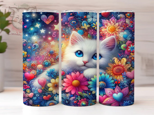 Cute Cat 20oz Tumbler Png, Straight & Tapered Tumbler Png, Cat Lovers Tumbler Png, Digital Download PNG Sublimation Lara' s Designs 