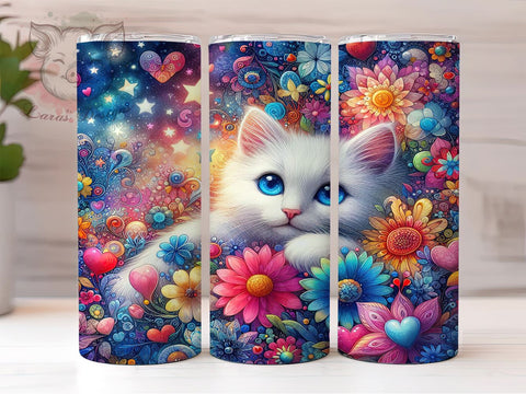 Cute Cat 20oz Tumbler Png, Straight & Tapered Tumbler Png, Cat Lovers Tumbler Png, Digital Download PNG Sublimation Lara' s Designs 