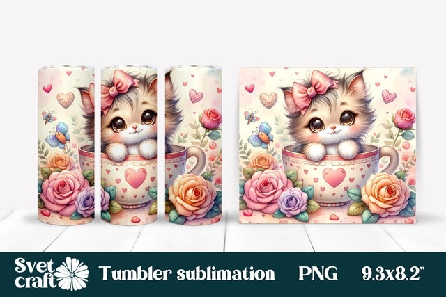 Cute cat animal tumbler wrap Sublimation Svetana Studio 