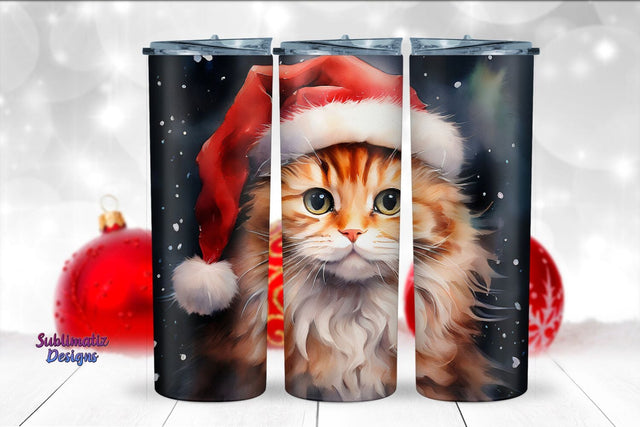Cute Cat Christmas 20 oz Skinny Wrap | 20 oz Skinny Tumbler Wrap Sublimation Christmas Design Sublimation Sublimatiz Designs 