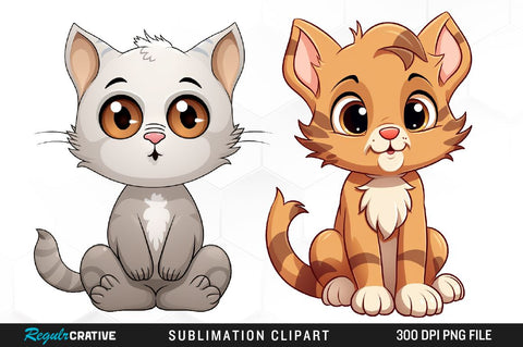 Cute Cat Clipart Bundle Sublimation Regulrcrative 