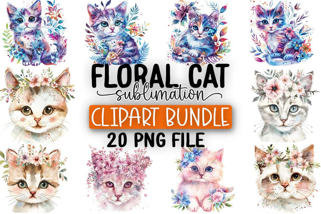 Cute Cat Clipart PNG Bundle SVG CraftingStudio 